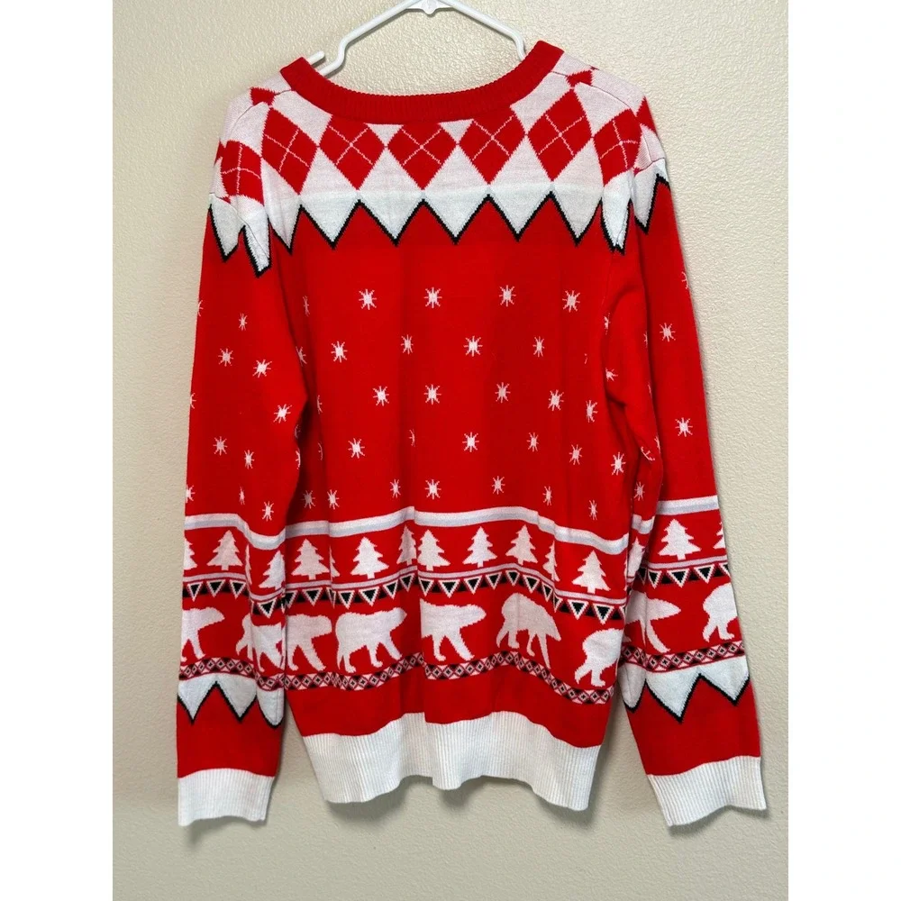 Coca-Cola Mens Polar Bear Ugly Christmas Sweater Red White XXL Holiday Knit